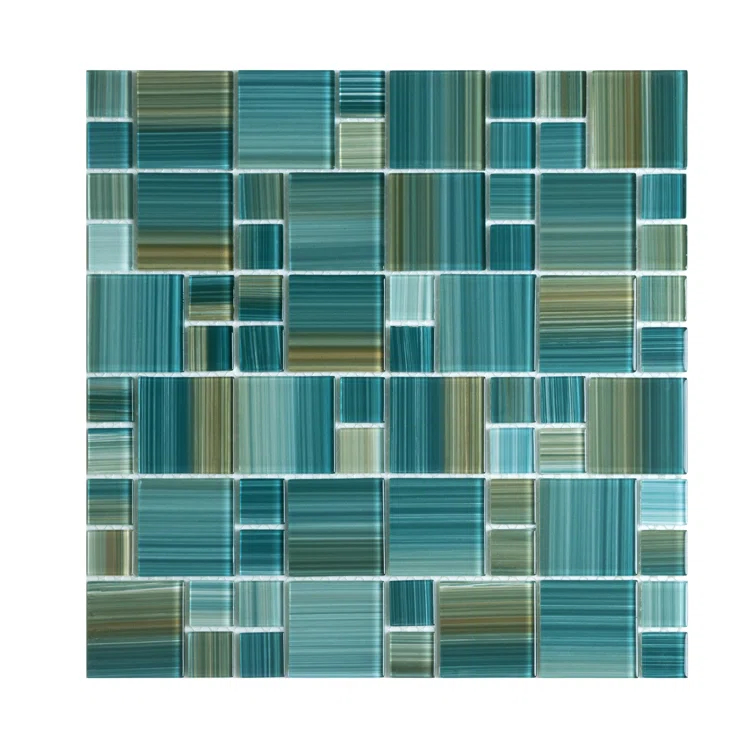 Swimming Pool Random Sized Straight Edge Glass Mosaic Tile