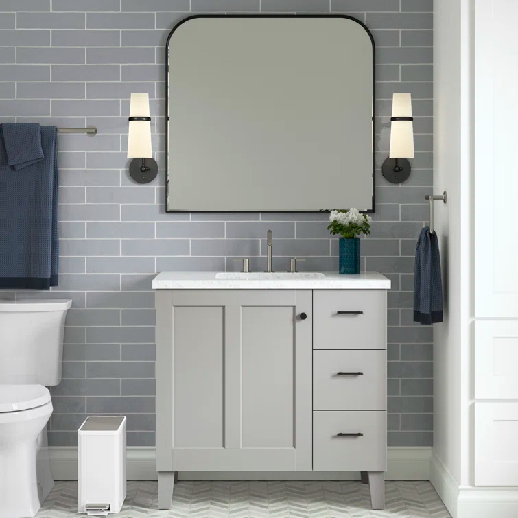 Reset 2.5-Gallon Bathroom Trash Can, Slim Stainless Steel Step Trash Can with Quiet-Close Lid