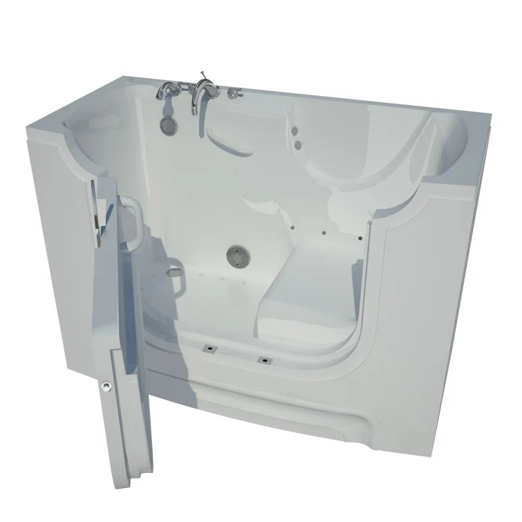 60'' x 30'' Walk-in Whirlpool Fiberglass Bathtub with Faucet
