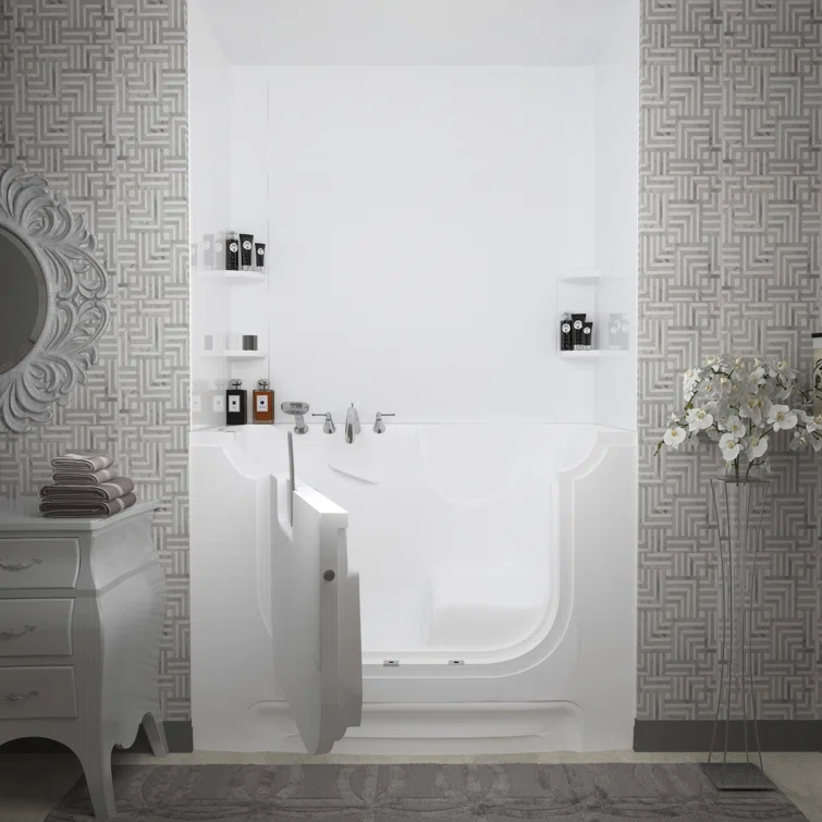 60'' x 30'' Walk-in Whirlpool Fiberglass Bathtub with Faucet