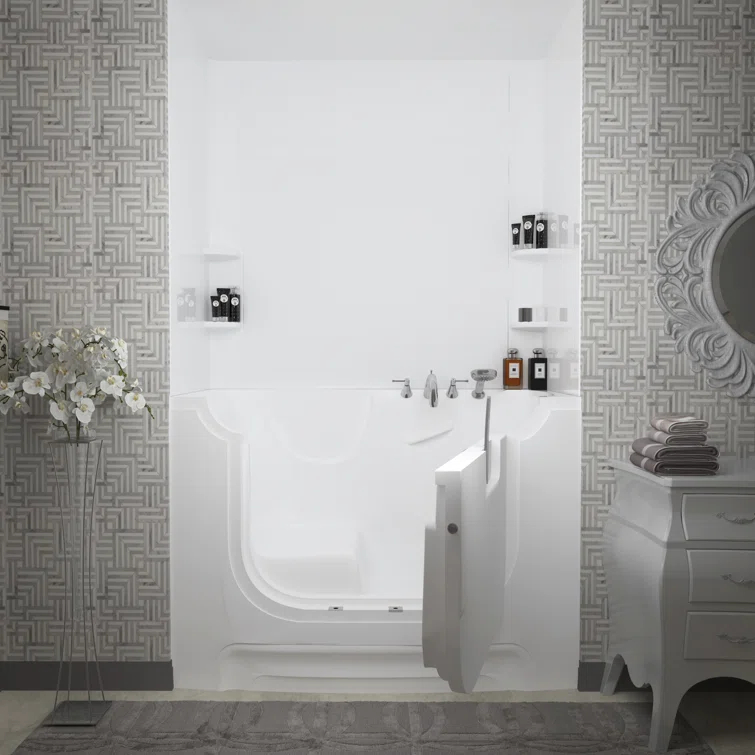 60'' x 30'' Walk-in Whirlpool Fiberglass Bathtub with Faucet