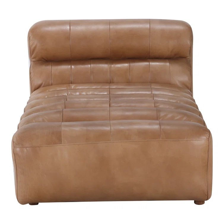 Ramsay 144" Brown Leather Slipper Sofa with Wood Frame