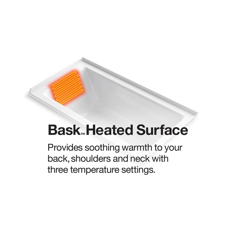Archer® 60-in X 32-in Drop-in Heated Bubblemassage Air Bath with Bask Heated Surface