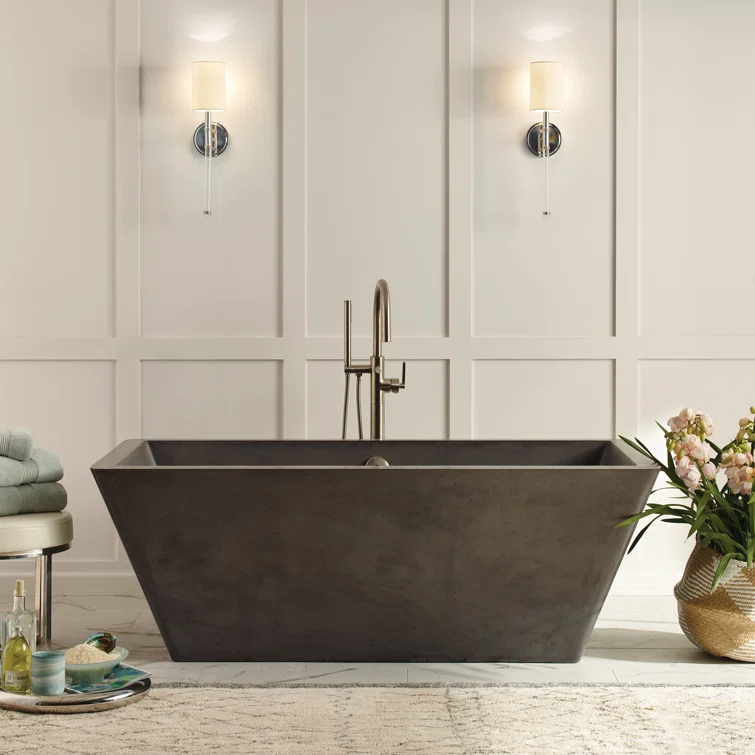 NativeStone 66" x 34" Freestanding Soaking Cement Bathtub