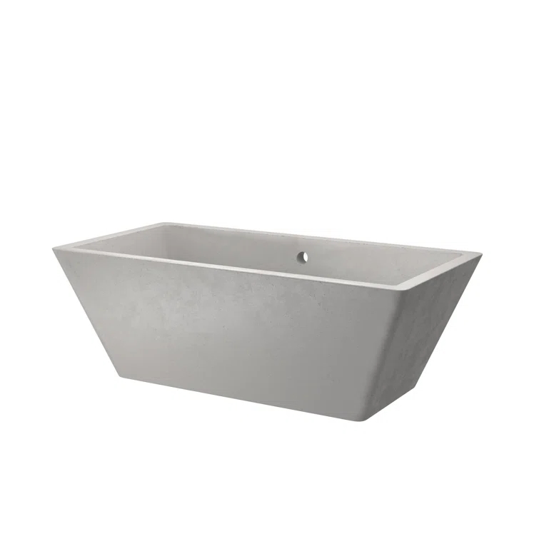 NativeStone 66" x 34" Freestanding Soaking Cement Bathtub