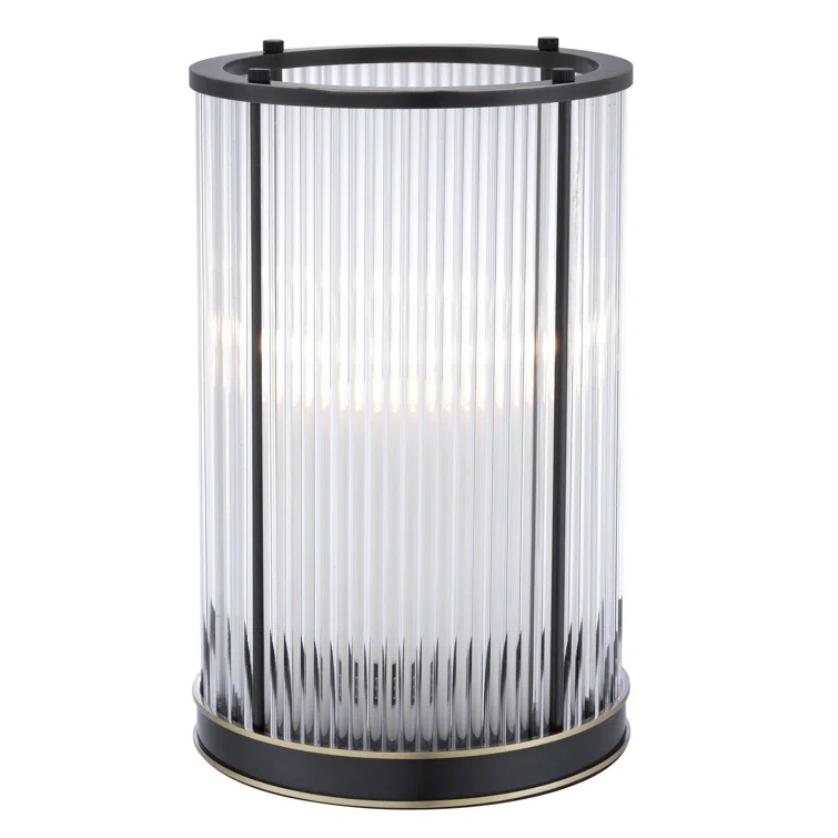 Mayson Bronze Highlight Medium Art Deco Glass Hurricane