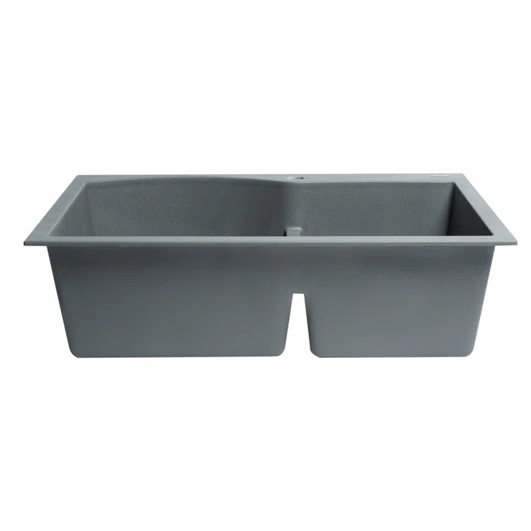 33'' L Drop-In Double Bowl Granite Kitchen Sink