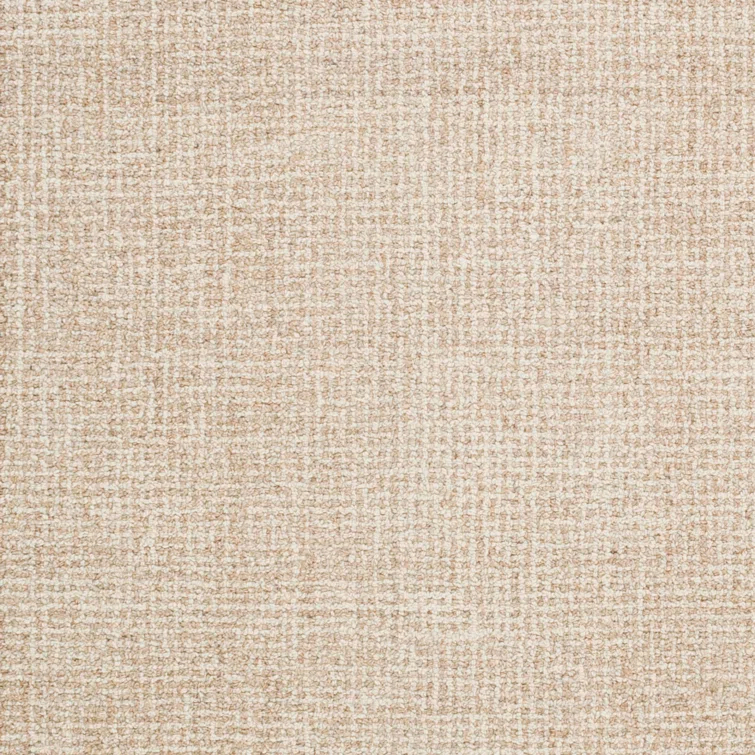 Handmade Khaki and Cream Wool Tufted Rectangular Rug