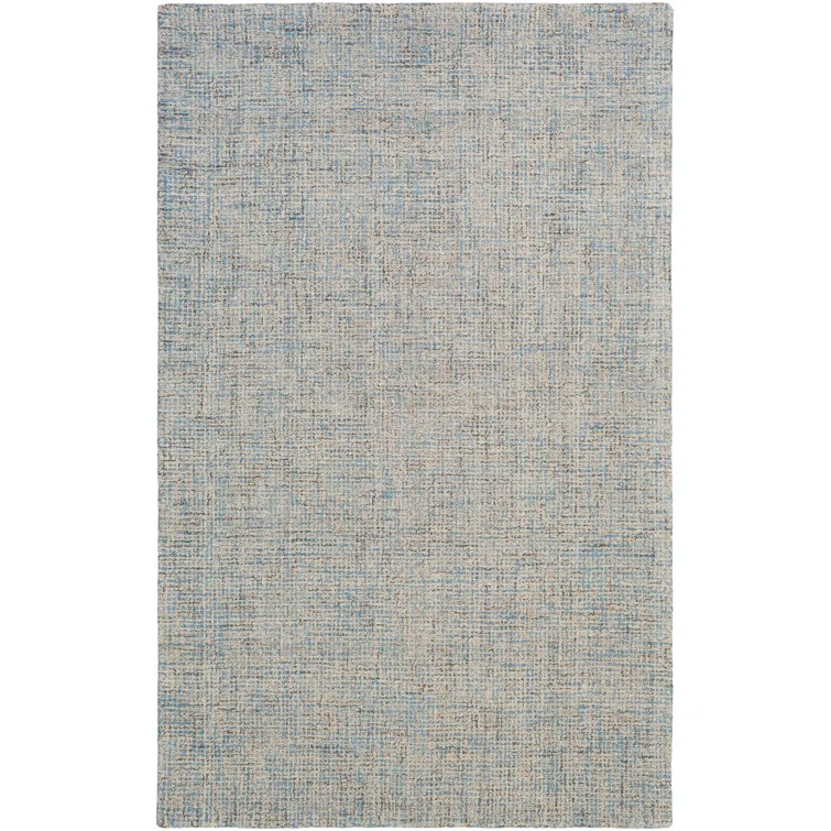 Hand-Tufted Reversible Light Blue Wool 5' x 7' Area Rug