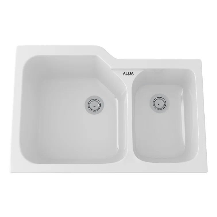 Allia 33" Fireclay 2 Bowl Undermount Kitchen Sink