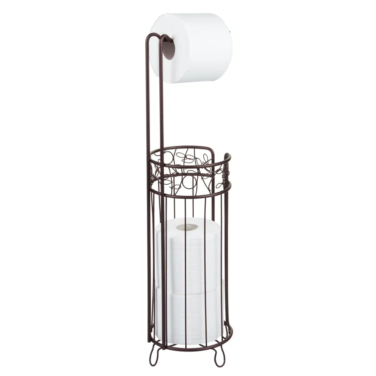 iDesign Twigz Steel Free-Standing Toilet Paper Storage Dispenser - 7" x 7" x 25", Bronze