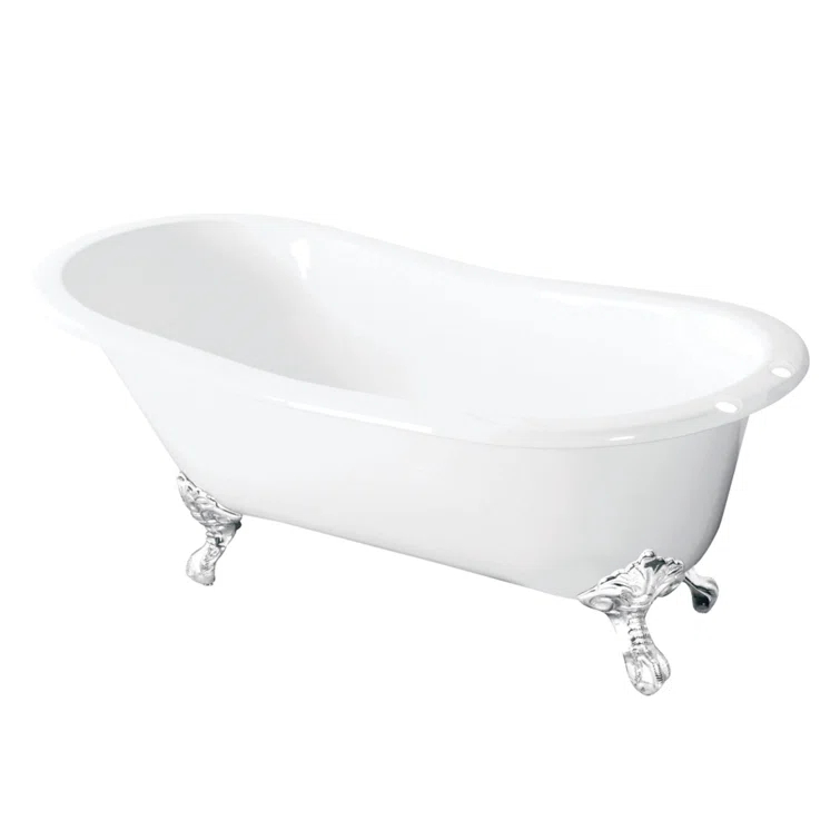 Kingston Brass Tazatina 54-Inch Cast Iron Oval Single Slipper Clawfoot Tub (7-Inch Faucet Drillings)