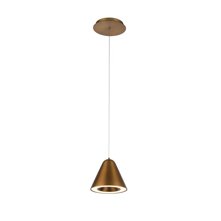 Aged Brass 6" LED Pendant Light with Glass Diffuser