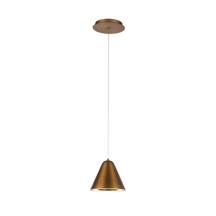 Aged Brass 6" LED Pendant Light with Glass Diffuser