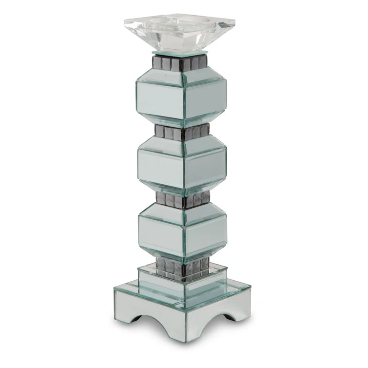 Michael Amini Montreal 15.5'' H Glass Tabletop Candlestick (Set of 2)
