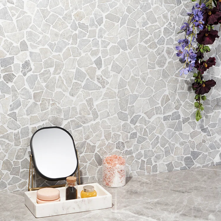 Picturesque Tumbled 11.81 in. x 11.81 in. Gray Floor and Wall Mosaic (0.97 sq. ft. / Sheet)