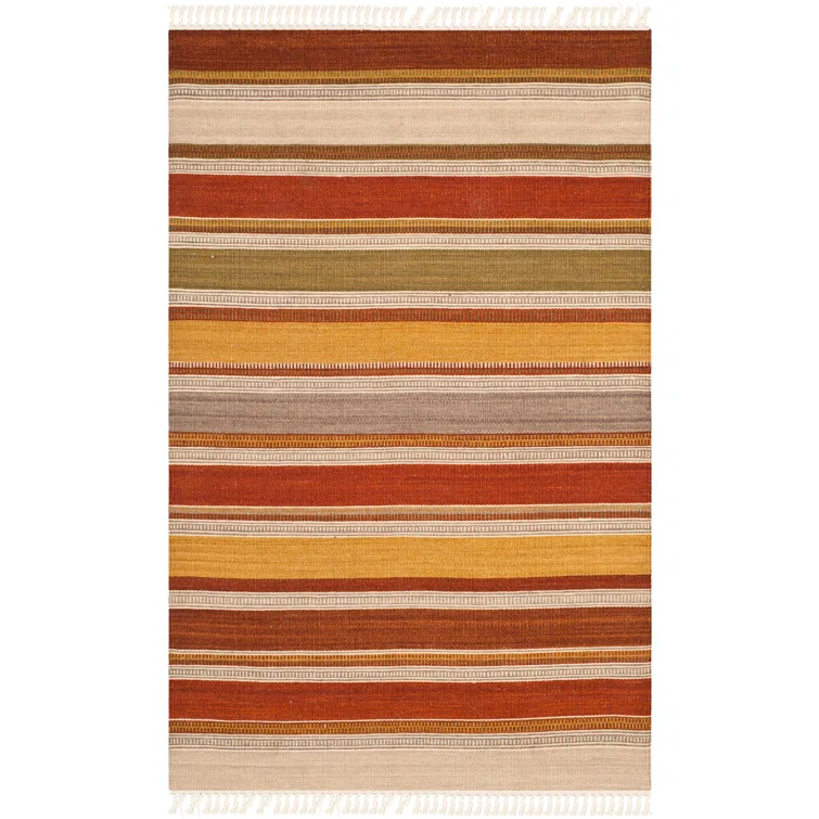 Striped Kilim Hand Woven Striped Indoor/Outdoor Rug
