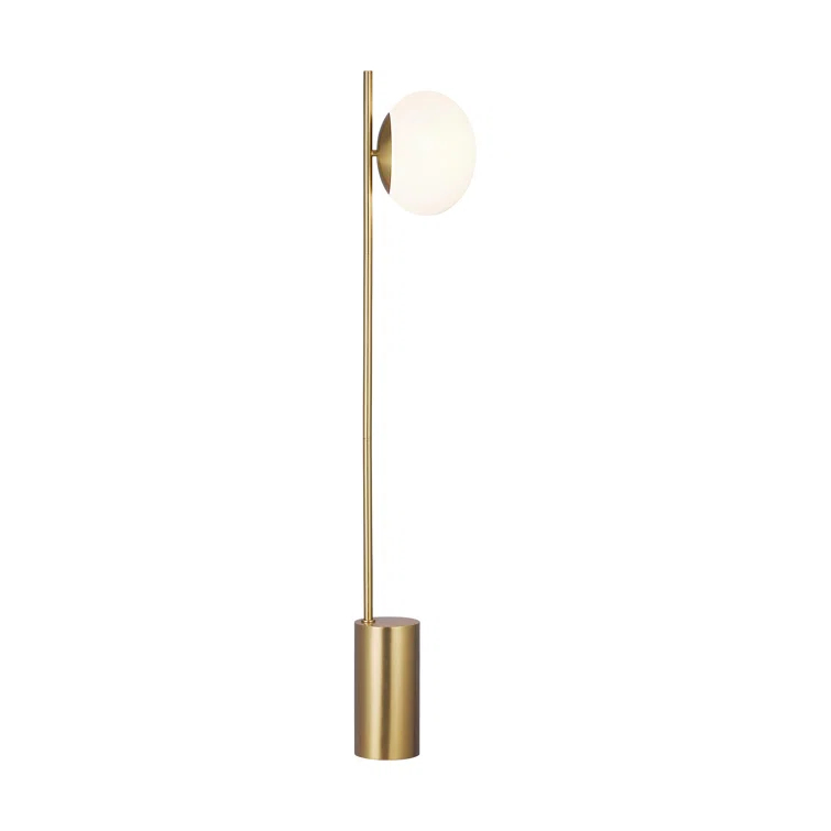 Burnished Brass Floor Lamp with Milk White Glass Shade