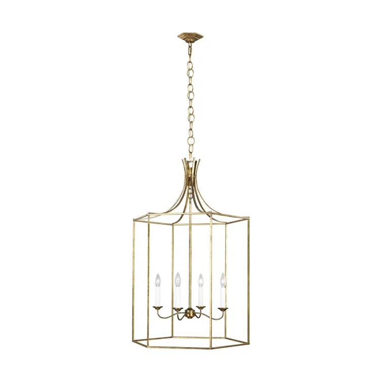 Antique Gild Bronze Drum Lantern Chandelier 27"x17"