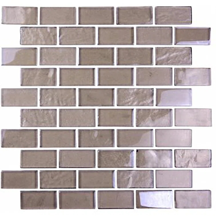 Abolos Landscape 1 in. x 2 in. Translucent Glass Plastic Face Mounted Brick Mosaic Designer Pool Tile