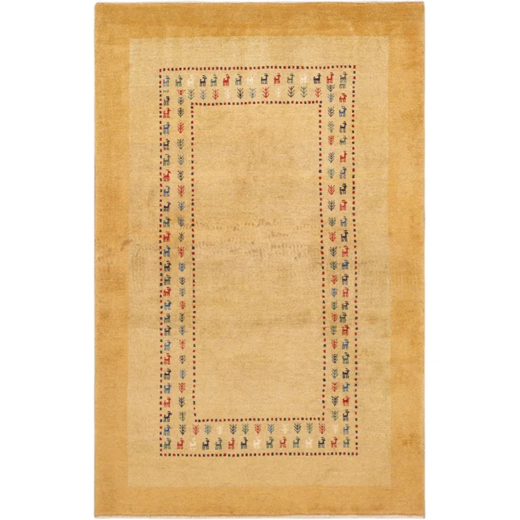 Pasargad Tribal One-of-a-Kind 3'6" X 5'5" Wool Area Rug in Beige