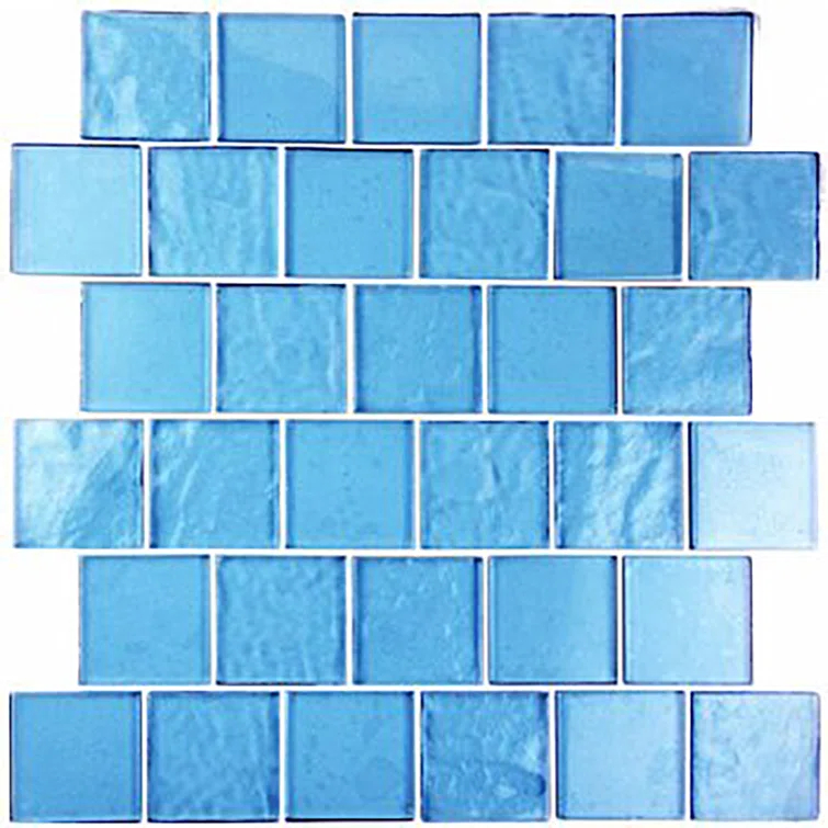 Landscape 2 in. x 2 in. Translucent Glass Plastic Face Mounted Brick Mosaic Designer Pool Tile