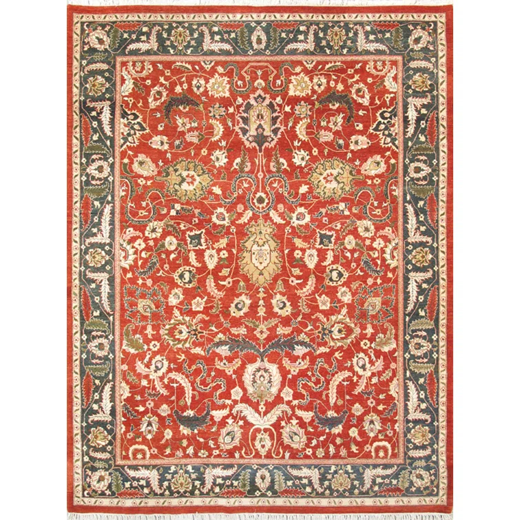 Rust Red Traditional Hand-Knotted 8' x 10' Wool Area Rug