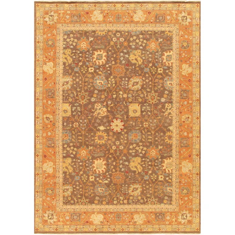 Hand-Knotted Wool Orange/Brown Rug
