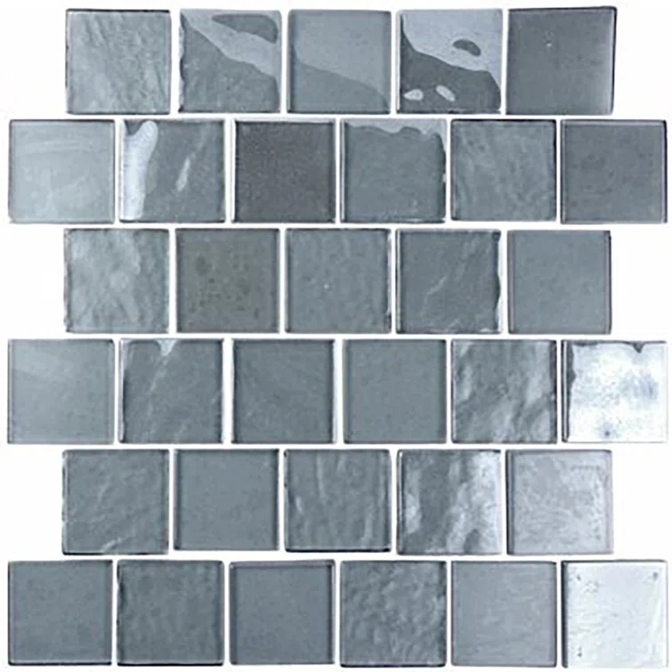 Landscape 2 in. x 2 in. Translucent Glass Plastic Face Mounted Brick Mosaic Designer Pool Tile