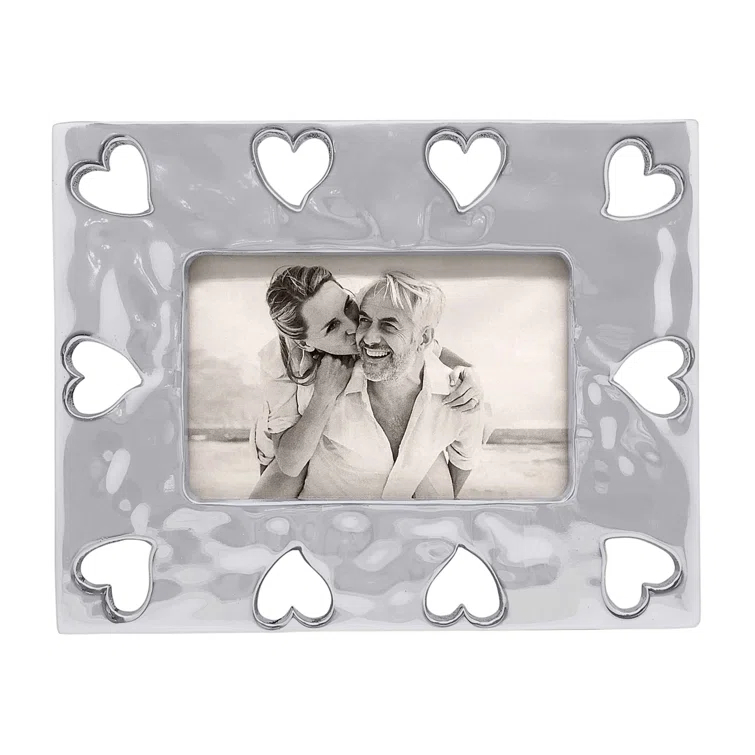 Mariposa First Comes Love Silver Metal Embossed Picture Frame