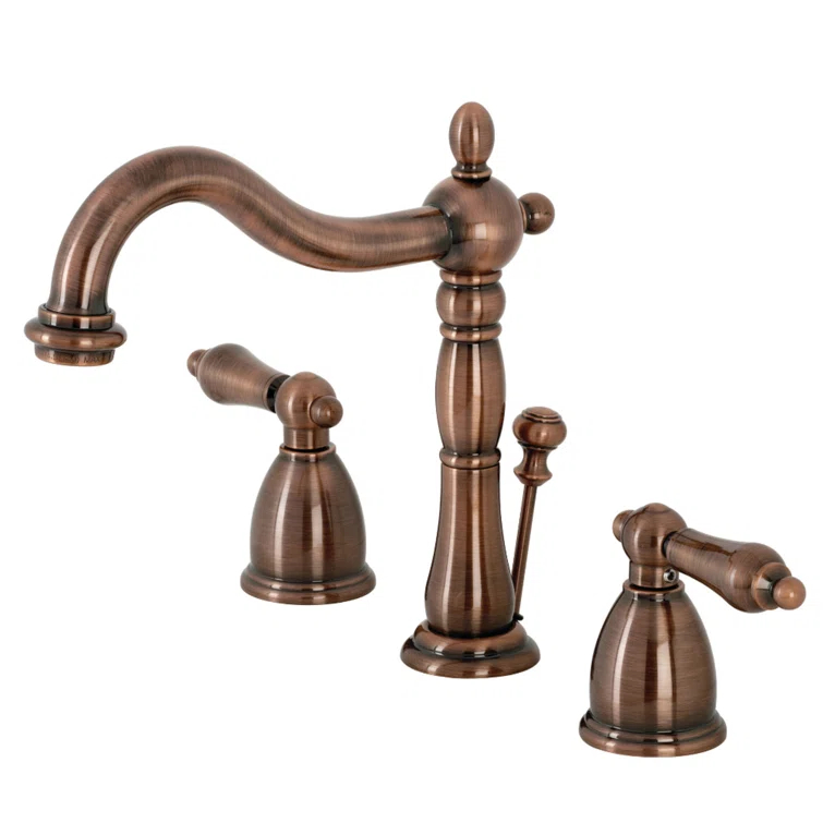 Kingston Brass KB197ALAC Kingston Brass Heritage Two-Handle 3-Hole Deck Mount Widespread Bathroom Faucet with Brass Pop-Up Drain