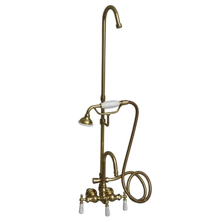 3 Handle Bathroom Clawfoot Tub Faucet with Diverter