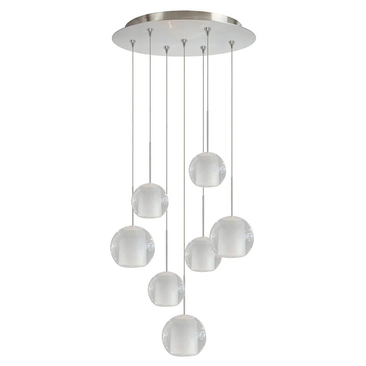 Gracie 7 - Light Satin Nickel Cluster Pendant