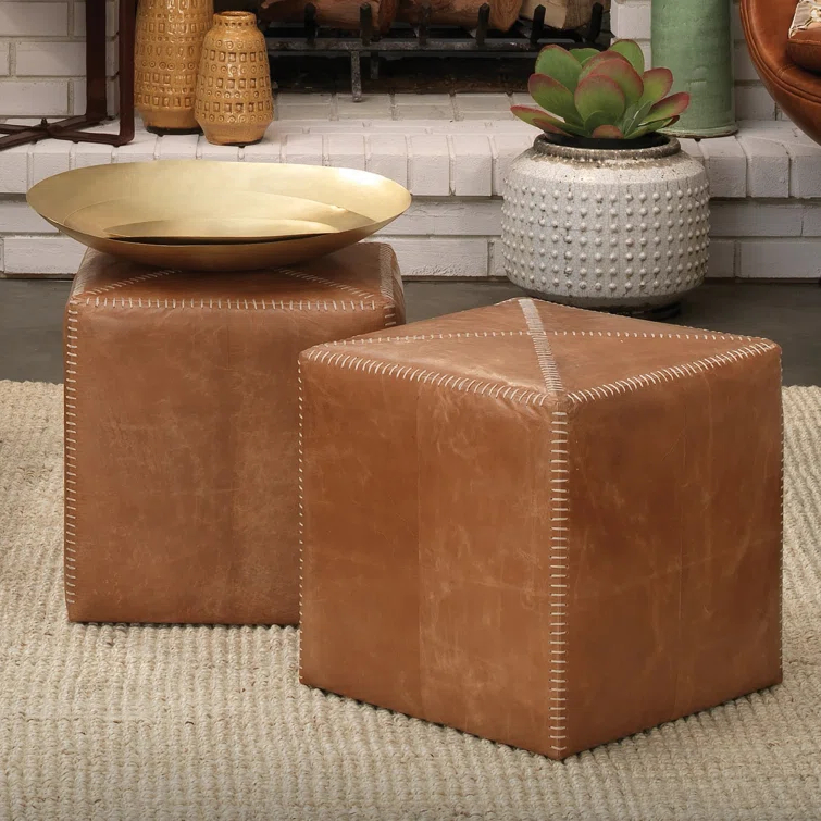 Jamie Young Company Leather Pouf