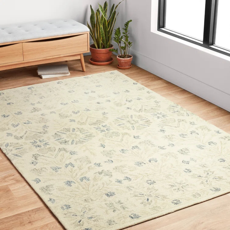 Mcclelland Floral Hand-Hooked Wool Ivory Area Rug