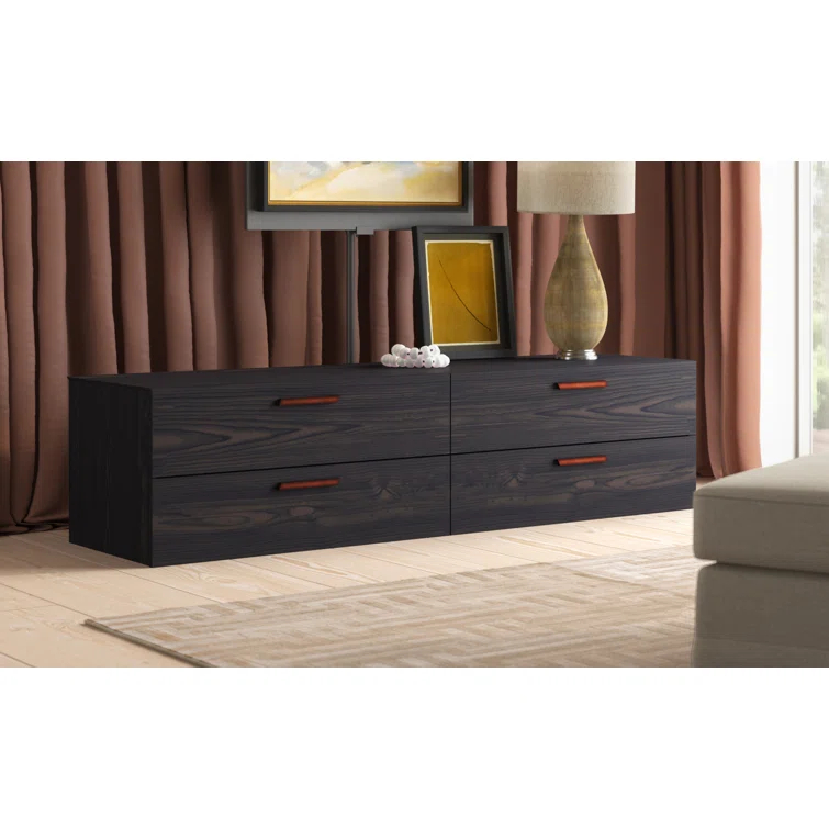 Shale Solid Wood 72'' W 4 - Drawer Dresser