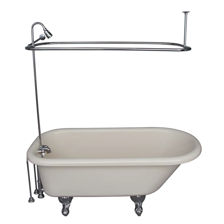 60'' x 30'' Freestanding Soaking Acrylic Bathtub with Faucet
