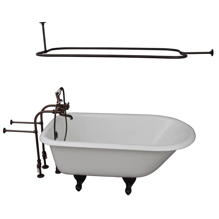 Antonio 55.5'' x 30.125'' Freestanding Soaking Cast Iron Bathtub with Faucet