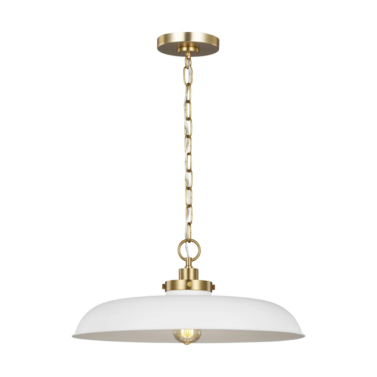 Nuvo Lighting Colony 1 Light Small Pendant Matte White with Burnished Brass