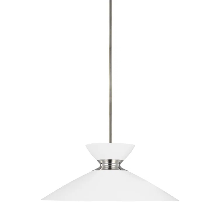 Heath Polished Nickel Indoor/Outdoor Pendant with Matte White Steel Shade