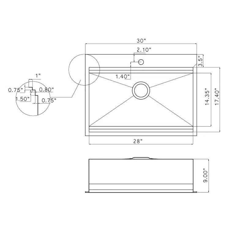 Topmount 30" L x 22" W Drop-In Kitchen Sink with Faucet and Basket Strainer