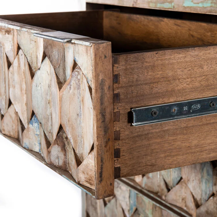 Cordoba Vintage Teal 5-Drawer Vertical Teak Dresser