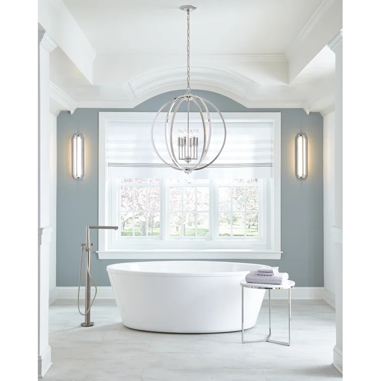Elegant Polished Nickel 9-Light Crystal Globe Chandelier