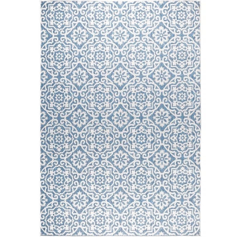 Nicole Miller New York Patio Country Danica Geometric Indoor/Outdoor Area Rug, Blue/Gray