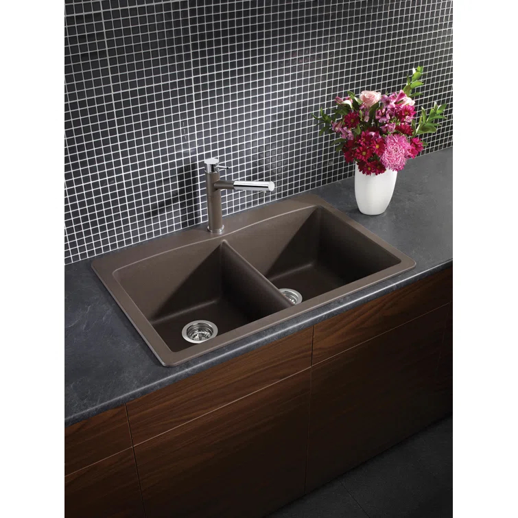 Diamond SILGRANIT 33" L x 22" W Double Bowl Drop-In/Undermount Kitchen Sink