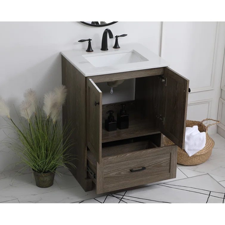 Lark Manor™ Soma 24'' Single Bathroom Vanity with Engineered Marble Top