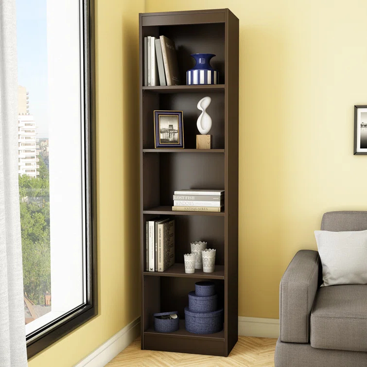 Axess Narrow 5-Shelf Narrow Bookcase Pure White