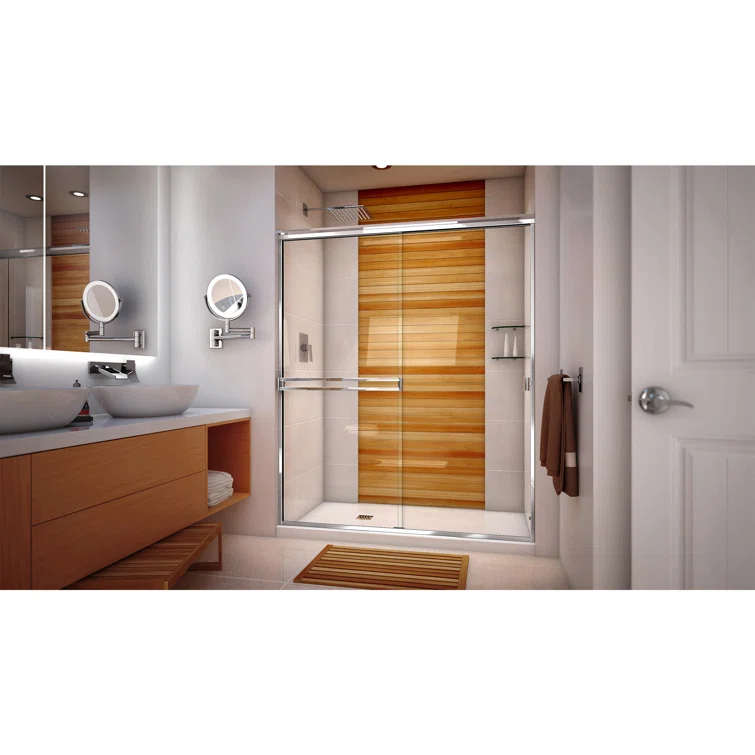 55" x 67" Bypass Semi-Frameless Shower Door