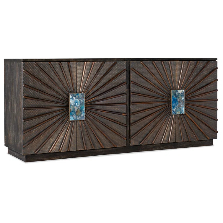 Tara Transitional Honeycomb-Patterned Mango Wood Credenza in Black