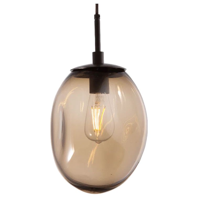 Meteo Mini Pendant in Matte Black with Artisan Blown Glass